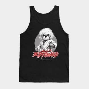 My family's Bodyguard - Maltese Dog Karate Master. Dark version Tank Top